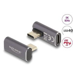 Delock USB Adaptér 40 Gbps USB Type-C™ PD 3.0 100 W samec na samice otočný pravoúhlý levý / pravý 8K 60 Hz kovová