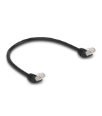Delock Síťový kabel RJ45 Cat.6A S/FTP, zalomený nahoru o 45°, 1 m, černý
