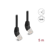 Delock Síťový kabel RJ45 Cat.6A S/FTP, zalomený nahoru o 45°, 5 m, černý