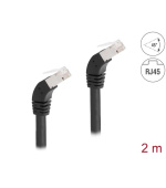 Delock Síťový kabel RJ45 Cat.6A S/FTP, zalomený dolů o 45°, 2 m, černý