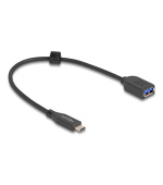 Delock Koaxiální kabel USB 10 Gbps, ze zástrčky USB Type-C™ na zásuvku Typ-A, délky 25 cm