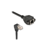 Delock Síťový prodlužovací kabel ze zástrčky S/FTP RJ45, pravoúhlý (90°), na integrovanou zásuvku RJ45, Cat.6A, 3 m