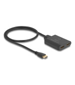 Delock HDMI Switch 2 x vstupní porty HDMI na 1 x výstupní port HDMI, 8K 60 Hz s integrovaným kabelem 50 cm