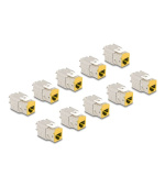 Delock Modul Keystone ze zásuvkového konektoru RJ45 na LSA Cat.6A, beznástrojový, žlutá, sada 10 kusů