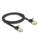 Delock Síťový kabel RJ45 Cat.6A, ze zástrčky na zástrčku, s robustní západkou a hrubým plochým kabelem Cat.7, U/FTP, 1 m