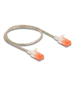 Delock Síťový kabel RJ45, Cat.6A, U/UTP, tenký, 0,5 m, transparentní