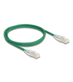 Delock Síťový kabel RJ45 Cat.6A, ze zástrčky na zástrčku, se zahnutou západkou, U/FTP, tenký, 1 m, zelený