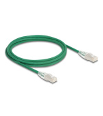 Delock Síťový kabel RJ45 Cat.6A, ze zástrčky na zástrčku, se zahnutou západkou, U/FTP, tenký, 2 m, zelený