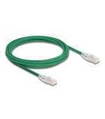 Delock Síťový kabel RJ45 Cat.6A, ze zástrčky na zástrčku, se zahnutou západkou, U/FTP, tenký, 3 m, zelený