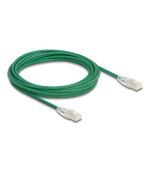Delock Síťový kabel RJ45 Cat.6A, ze zástrčky na zástrčku, se zahnutou západkou, U/FTP, tenký, 5 m, zelený