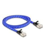 Delock Plochý síťový kabel RJ45, s pleteným opláštěním, Cat.6A, U/FTP, 1 m, modrý