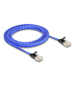 Delock Plochý síťový kabel RJ45, s pleteným opláštěním, Cat.6A, U/FTP, 2 m, modrý