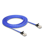 Delock Plochý síťový kabel RJ45, s pleteným opláštěním, Cat.6A, U/FTP, 3 m, modrý