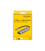 Delock Dvouportový rozbočovač sítě USB 5 Gbps se dvěma porty USB Type-C™, se dvěma porty Typu-A a s konektorem USB Type-C™