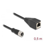 Delock M12 Adaptérový kabel, ze 4-pinové D-kódované zásuvky na zásuvku RJ45, délky 50 cm