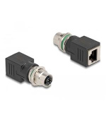 Delock M12 adaptér, ze čtyřpinové X-kódované zástrčky na konektor RJ45 přímý