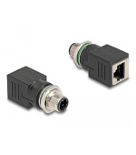 Delock M12 adaptér, ze čtyřpinové D-kódované zástrčky na konektor RJ45 přímý