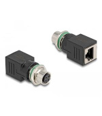 Delock M12 Adaptér, ze čtyřpinové D-kódované zástrčky na konektor RJ45 přímý