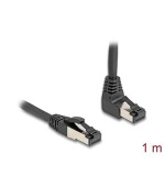 Delock Síťový kabel RJ45 Cat.8.1 S/FTP, zalomený nahoru o 90° / přímý, 1m, černý