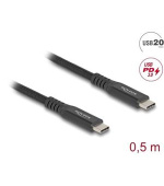 Delock USB 20 Gbps kabel USB Type-C™ samec na samec PD 3.0 100 W E-Marker 0,5 m černý kov