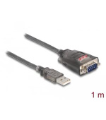 Delock adaptér USB 2.0 Typu-A na 1 x 9 pin zástrčkový konektor RS-232 D-Sub s maticemi, 3 x LED, 1m