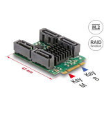 Delock Převodník M.2 Key B+M samec na 4 x SATA samec s RAID a HyperDuo