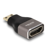 Delock Adaptér HDMI, ze Mini-C zástrčky na A zásuvku, 8K 60 Hz, šedá kovová