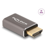 Delock Adaptér HDMI, ze zástrčky na zásuvku, 8K 60 Hz, šedá kovová