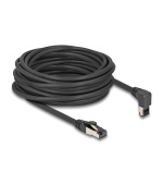 Delock Síťový kabel RJ45 Cat.8.1 S/FTP, zalomený nahoru o 90° / přímý, 10 m, černý