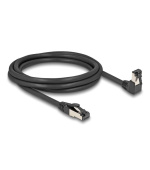 Delock Síťový kabel RJ45 Cat.8.1 S/FTP, zalomený dolů o 90° / přímý, 2 m, černý