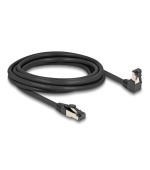 Delock Síťový kabel RJ45 Cat.8.1 S/FTP, zalomený dolů o 90° / přímý, 3 m, černý