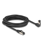 Delock Síťový kabel RJ45 Cat.8.1 S/FTP, zalomený dolů o 90° / přímý, 5 m, černý