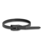 Delock Kabelový úvazek s plochou hlavou, D 370 x Š 7,6 mm, 100 ks černá