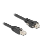 Delock Kabel ze zástrčky RJ45 na zástrčku RJ45 se šrouby, 20 mm, pro GigE kameru Cat.6A S/FTP, 1 m, černý