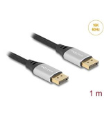 Delock DisplayPort kabel 16K 60 Hz 1 m stříbrný kovový