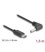 Delock Napájecí kabel z konektoru USB Type-C™ na stejnosměrný konektor 3,5 x 1,35 mm, pravoúhlý, 1,5 m