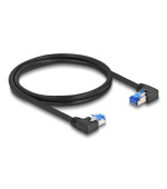 Delock Síťový kabel s konektorem RJ45 Cat.6A, S/FTP pravý / levý, pravoúhlý, délky 1 m, černý