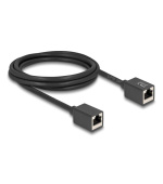 Delock Síťový prodlužovací kabel ze zásuvku RJ45 na zásuvku RJ45, Cat.6A, S/FTP, 2 m, černý