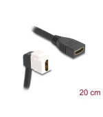 Delock Kabel HDMI Keystone modulu ze zásuvky na zásuvku, pravoúhlý, 90°, 8K 60 Hz, 20 cm, černý