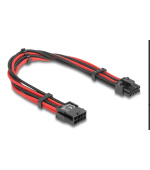 Delock Prodlužovací kabel z 8-pinové zástrčky na 6 + 2-pinovou zásuvku PCIe, s textilním opletením, červenočerný, 30 cm