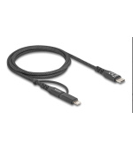 Delock Kabel USB 2 v 1, z rozhraní USB Type-C™ na USB Type-C™ / Lightning™, pro iPhone™ a iPad™, 1 m, MFi, 60 W