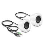 Delock Miniaturní stereofonní počítačový reproduktor se stereofonním zástrčkovým konektorem průměru 3,5 mm a napájením