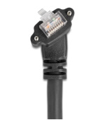 Delock Kabel kamery GigE se zástrčkou RJ45, pootočený o 45° a pravoúhlý 90°, se šrouby, na zástrčku RJ45, Cat.6, S/FTP