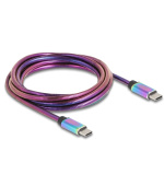 Delock Kabel USB 2.0 ze zástrčky USB Type-C™ na zástrčku, s duhovým kovovým pláštěm, PD 3.0, 60 W, 2 m