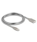 Delock Kabel USB 2.0 s kovovým opláštěním USB Typ-A samec na USB Type-C™ samec PD 3.0, 60 W, 1 m, stříbrný