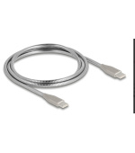 Delock Kabel USB-C™ USB 2.0 s kovovým opláštěním, ze zástrčky USB Type-C™ na zástrčku PD 3.0, 60 W, 1 m, stříbrný