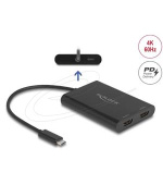Delock Adaptér z USB Type-C™ na 2 x HDMI, 4K 60 Hz, s grafikou DisplayLink® a USB PD
