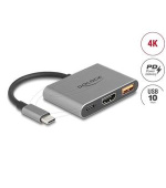 Delock Adaptér USB Type-C na HDMI 4K 30 Hz s USB Type-A a USB Type-C PD 2.0 90 W
