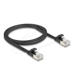 Delock RJ45 plochý patch kabel zástrčka na zástrčku Cat.6A U/FTP 1 m, černý