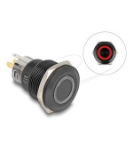 Delock Push Switch pro instalaci černý 22 mm 12 V 5 x pájené připojení LED červený kroužek